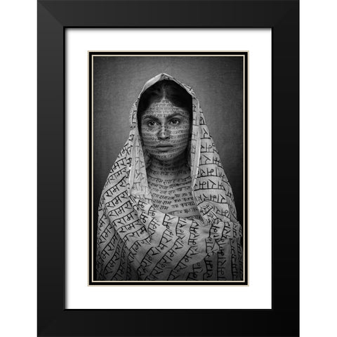 RAMNAMI TRIBAL WOMAN Black Modern Wood Framed Art Print with Double Matting by Bhattacharyya, Partha