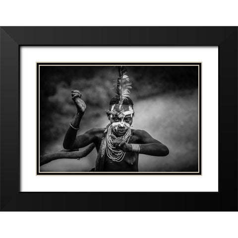 Vudu Caro Woman Black Modern Wood Framed Art Print with Double Matting by Yosifov, Svetlin