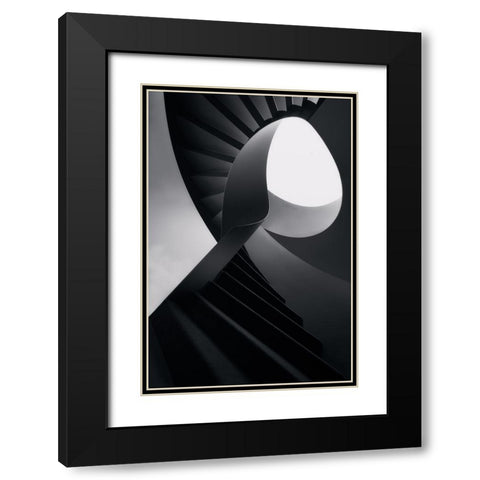 Round lines Black Modern Wood Framed Art Print with Double Matting by Azevedo, Olavo