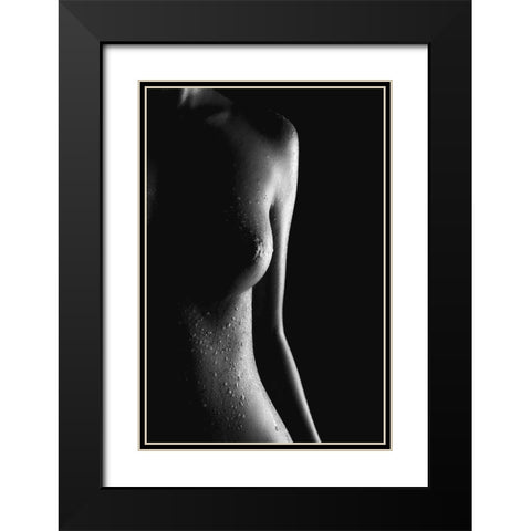 Shape Of You Black Modern Wood Framed Art Print with Double Matting by Das, Prithul