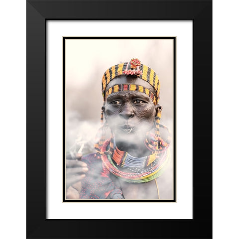 Jiye tribeswoman Black Modern Wood Framed Art Print with Double Matting by Cole, Trevor