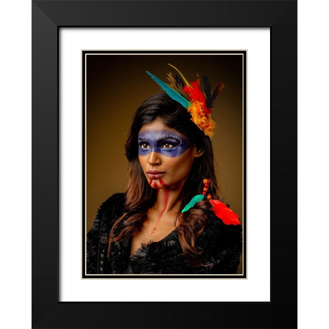 Mexican Tribe Beauty Black Modern Wood Framed Art Print with Double Matting by Chattopadhyay, Debasish