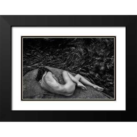 Black Gold Black Modern Wood Framed Art Print with Double Matting by Mannini, Roberto