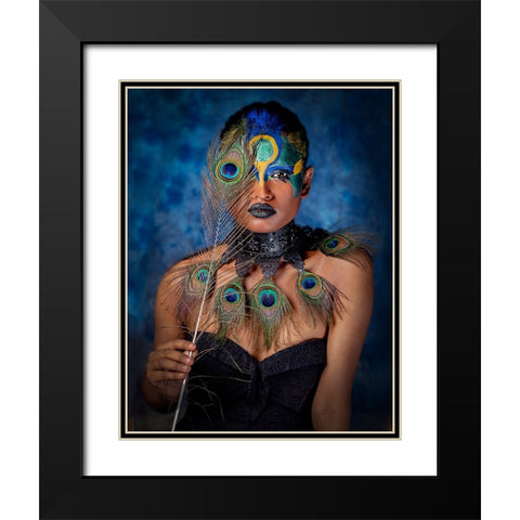 Feather Eye Black Modern Wood Framed Art Print with Double Matting by Chattopadhyay, Debasish