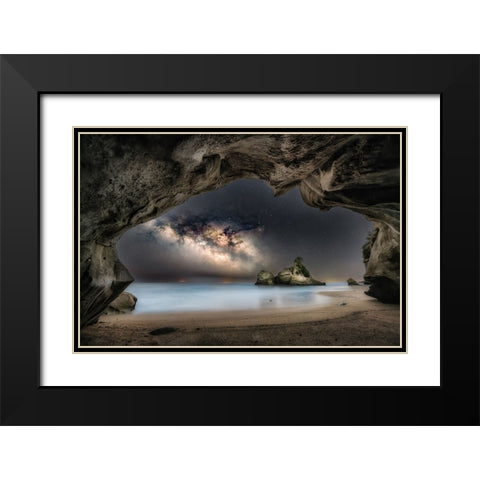 In the cave with starry sky Black Modern Wood Framed Art Print with Double Matting by Suzuki, Daiki