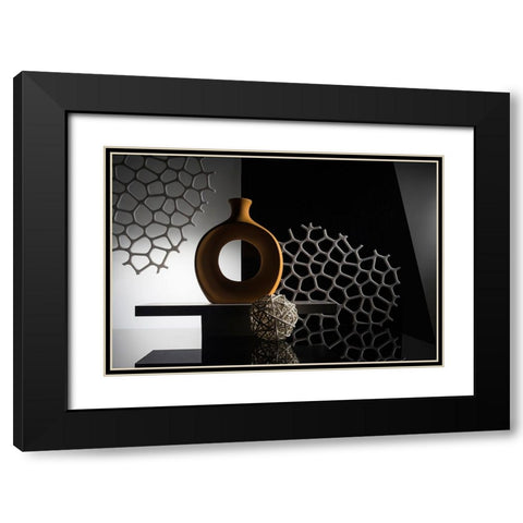 From The Series Qthree Colorsq Black Modern Wood Framed Art Print with Double Matting by Popov, Evgeniy