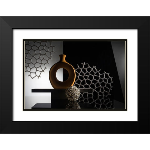 From The Series Qthree Colorsq Black Modern Wood Framed Art Print with Double Matting by Popov, Evgeniy