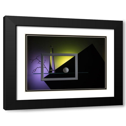 Qan Almost Abstract Compositionq Black Modern Wood Framed Art Print with Double Matting by Popov, Evgeniy