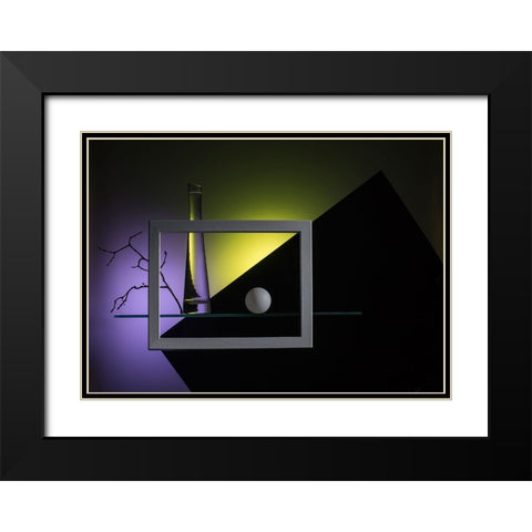Qan Almost Abstract Compositionq Black Modern Wood Framed Art Print with Double Matting by Popov, Evgeniy