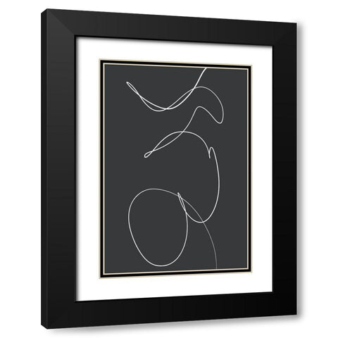 Ligne Abstrakt Black Modern Wood Framed Art Print with Double Matting by Uplusmestudio