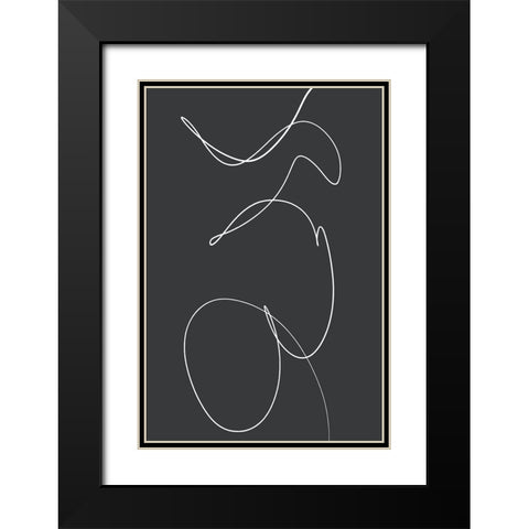 Ligne Abstrakt Black Modern Wood Framed Art Print with Double Matting by Uplusmestudio