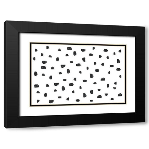 Spotty Stones Black Modern Wood Framed Art Print with Double Matting by Uplusmestudio
