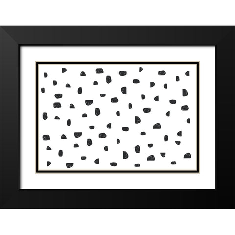 Spotty Stones Black Modern Wood Framed Art Print with Double Matting by Uplusmestudio