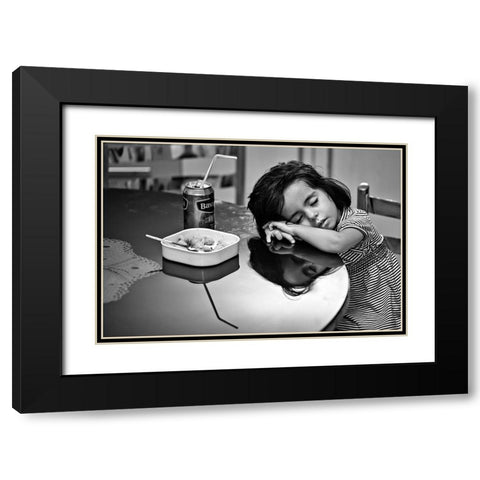 After Dinner Black Modern Wood Framed Art Print with Double Matting by Momeni, Mohammadreza