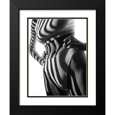 Zebra Black Modern Wood Framed Art Print with Double Matting by Anton, Rostovskiy