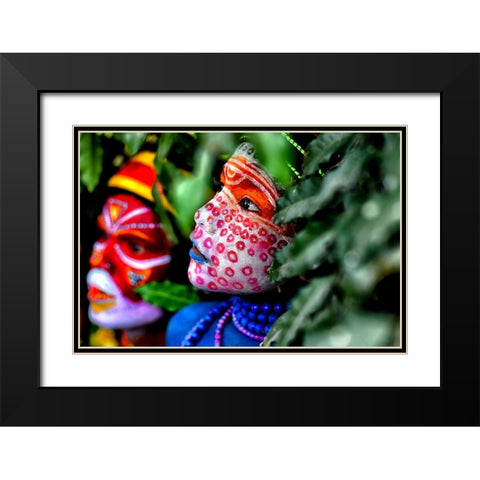 TRIBAL Portrait 1 Black Modern Wood Framed Art Print with Double Matting by Das, Avishek