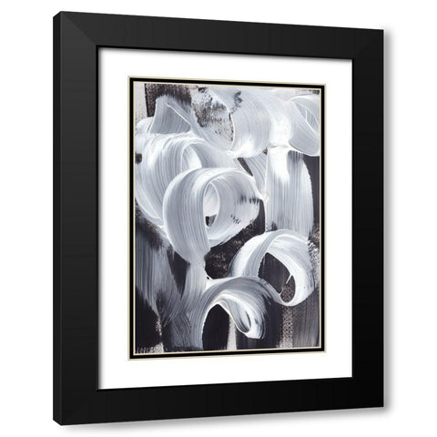 Abstract Loops Black Modern Wood Framed Art Print with Double Matting by Uplusmestudio