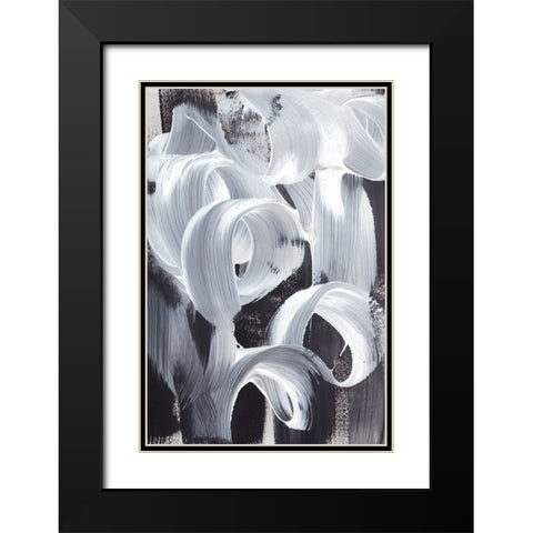 Abstract Loops Black Modern Wood Framed Art Print with Double Matting by Uplusmestudio