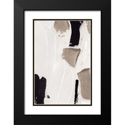 Abstract Swipes No 3 Black Modern Wood Framed Art Print with Double Matting by Uplusmestudio