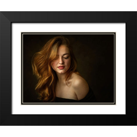 Julia Black Modern Wood Framed Art Print with Double Matting by Rise, Zachar