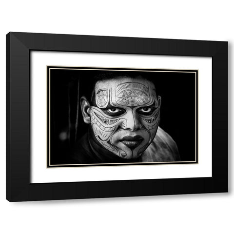 Theyyam Ceremony Performer-I - India Black Modern Wood Framed Art Print with Double Matting by Inazio Kuesta, Joxe