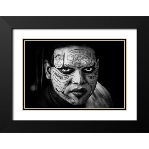 Theyyam Ceremony Performer-I - India Black Modern Wood Framed Art Print with Double Matting by Inazio Kuesta, Joxe