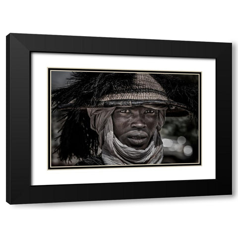 Peul Man - Niger Black Modern Wood Framed Art Print with Double Matting by Inazio Kuesta, Joxe