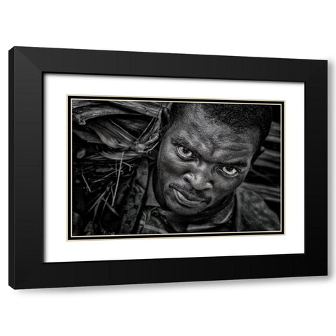 Ethiopian Carrying Pieces Of Wood. Black Modern Wood Framed Art Print with Double Matting by Inazio Kuesta, Joxe