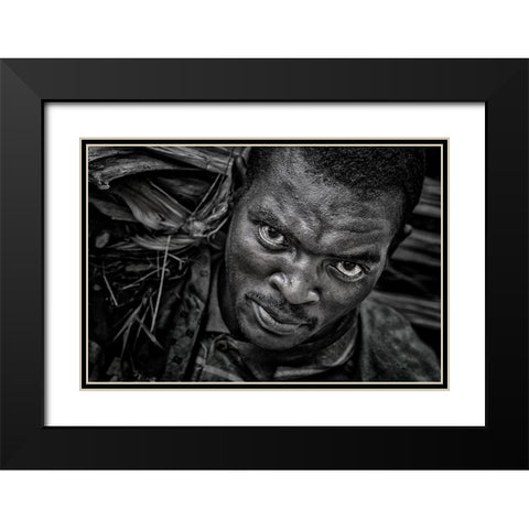 Ethiopian Carrying Pieces Of Wood. Black Modern Wood Framed Art Print with Double Matting by Inazio Kuesta, Joxe