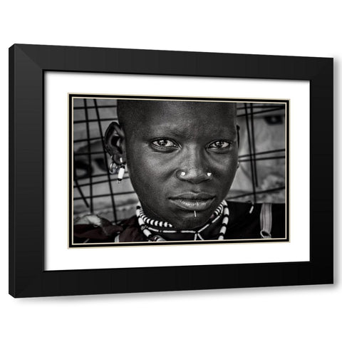 Larim Tribe Woman - South Sudan Black Modern Wood Framed Art Print with Double Matting by Inazio Kuesta, Joxe
