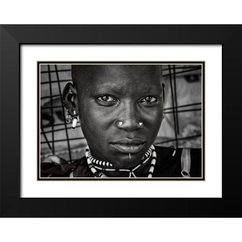 Larim Tribe Woman - South Sudan Black Modern Wood Framed Art Print with Double Matting by Inazio Kuesta, Joxe