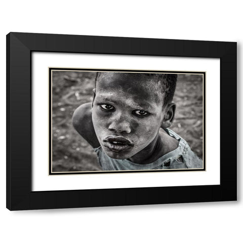 Mundari Child. Black Modern Wood Framed Art Print with Double Matting by Inazio Kuesta, Joxe