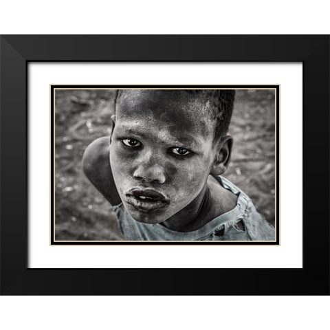 Mundari Child. Black Modern Wood Framed Art Print with Double Matting by Inazio Kuesta, Joxe