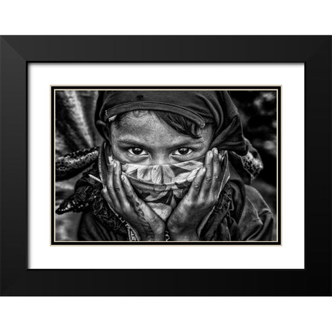 Rohingya Refugee Girl - Bangladesh Black Modern Wood Framed Art Print with Double Matting by Inazio Kuesta, Joxe