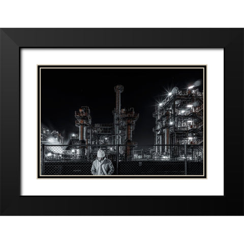 Midnight Melancholy Black Modern Wood Framed Art Print with Double Matting by Hara, Tomoshi