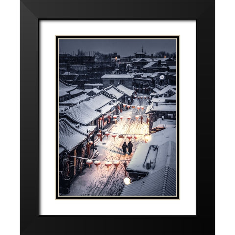 Walking Home Black Modern Wood Framed Art Print with Double Matting by Shen, Ran