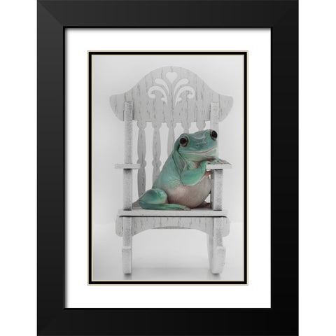 Rocking Whites Tree Frog Black Modern Wood Framed Art Print with Double Matting by D Lester, Linda