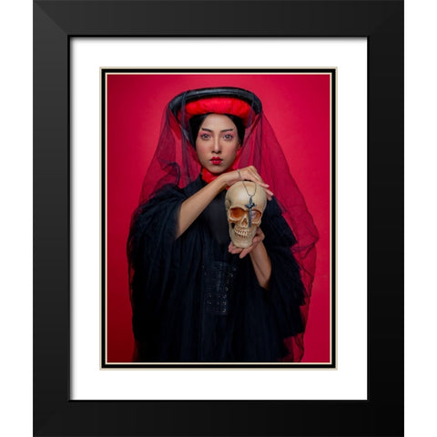 Mysterious Japanees Black Modern Wood Framed Art Print with Double Matting by Chattopadhyay, Debasish