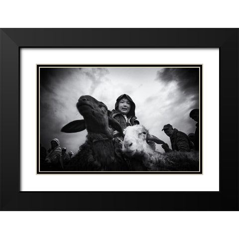 Animal Market - 1396 Black Modern Wood Framed Art Print with Double Matting by Garik