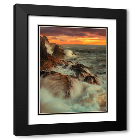 Wave Time Black Modern Wood Framed Art Print with Double Matting by Yu, Wenjin
