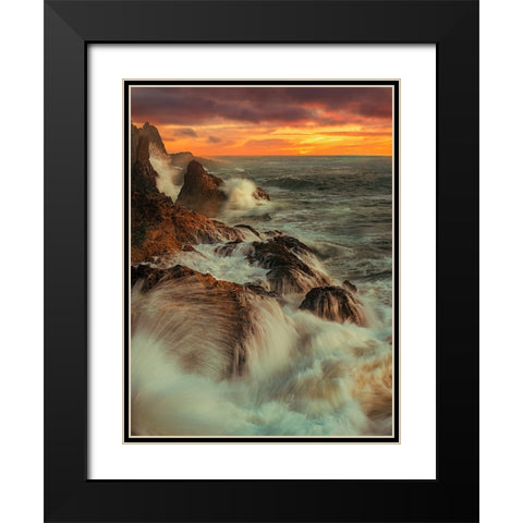Wave Time Black Modern Wood Framed Art Print with Double Matting by Yu, Wenjin