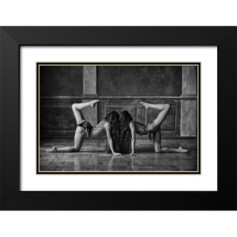 Twins Black Modern Wood Framed Art Print with Double Matting by Kapsha, Eduards