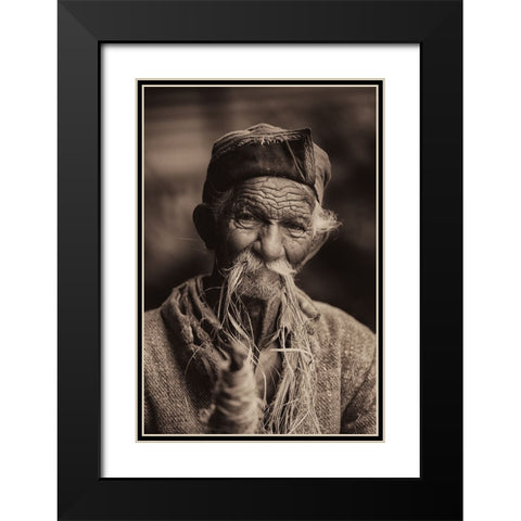 Portrait of a herder Black Modern Wood Framed Art Print with Double Matting by Swapnil