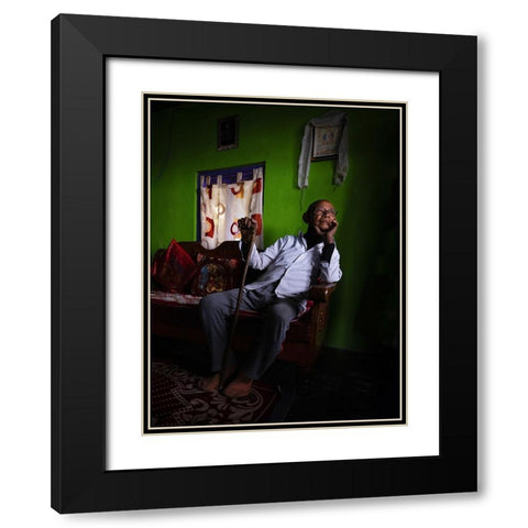 Mr. Rai - At Home Black Modern Wood Framed Art Print with Double Matting by Steverson, Michael