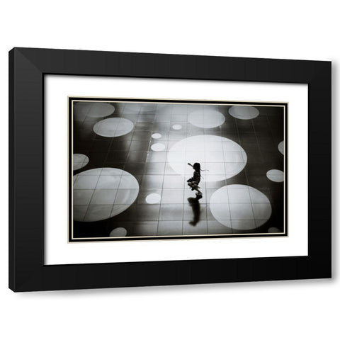Skip Black Modern Wood Framed Art Print with Double Matting by Kiri, Reiko