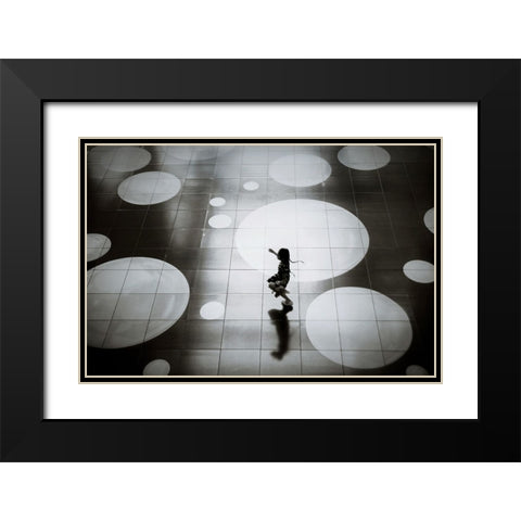 Skip Black Modern Wood Framed Art Print with Double Matting by Kiri, Reiko