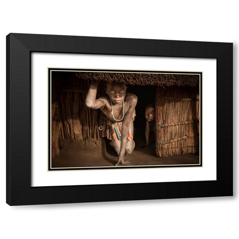 Laarim Girl Black Modern Wood Framed Art Print with Double Matting by Cole, Trevor