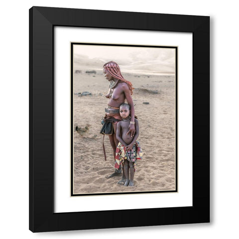 Himba Mother And Daughter Black Modern Wood Framed Art Print with Double Matting by Cole, Trevor