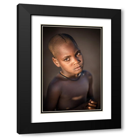 Young Himba Girl Black Modern Wood Framed Art Print with Double Matting by Cole, Trevor