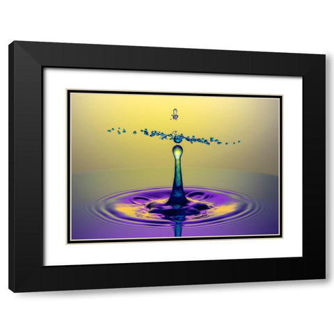 Dancinh Drops Black Modern Wood Framed Art Print with Double Matting by Sayadi, Yousef